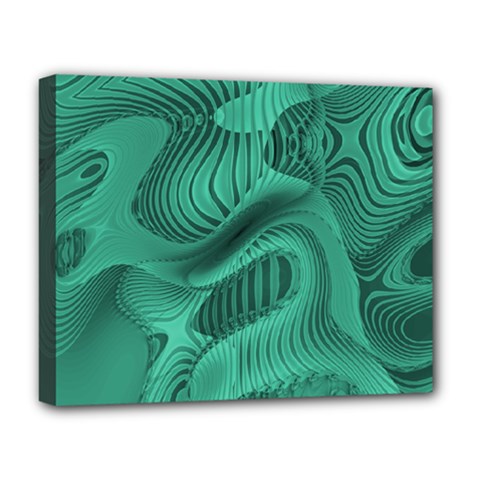 Biscay Green Swirls Deluxe Canvas 20  X 16  (stretched) by SpinnyChairDesigns