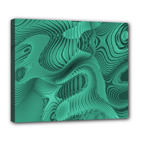 Biscay Green Swirls Deluxe Canvas 24  X 20  (stretched) by SpinnyChairDesigns