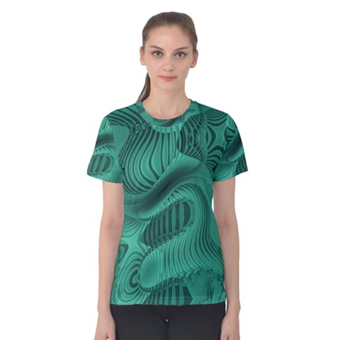 Biscay Green Swirls Women s Cotton Tee by SpinnyChairDesigns