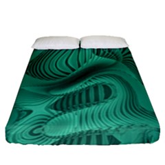 Biscay Green Swirls Fitted Sheet (queen Size) by SpinnyChairDesigns