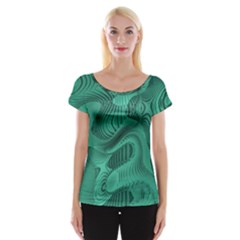 Biscay Green Swirls Cap Sleeve Top by SpinnyChairDesigns