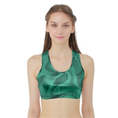 Biscay Green Swirls Sports Bra With Border by SpinnyChairDesigns