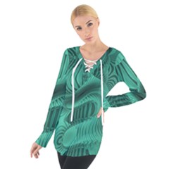 Biscay Green Swirls Tie Up Tee by SpinnyChairDesigns