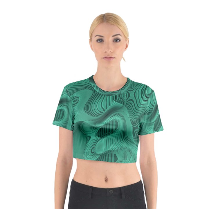 Biscay Green Swirls Cotton Crop Top