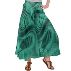 Biscay Green Swirls Satin Palazzo Pants by SpinnyChairDesigns