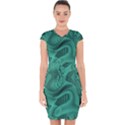 Biscay Green Swirls Capsleeve Drawstring Dress  View1