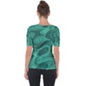 Biscay Green Swirls Shoulder Cut Out Short Sleeve Top View2