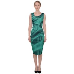 Biscay Green Swirls Sleeveless Pencil Dress by SpinnyChairDesigns