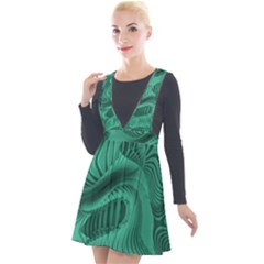 Biscay Green Swirls Plunge Pinafore Velour Dress by SpinnyChairDesigns