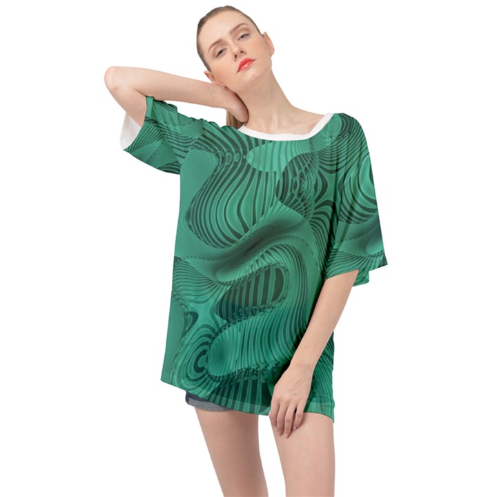 Biscay Green Swirls Oversized Chiffon Top