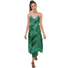 Biscay Green Swirls Halter Tie Back Dress  by SpinnyChairDesigns