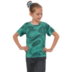 Biscay Green Swirls Kids  Mesh Piece Tee