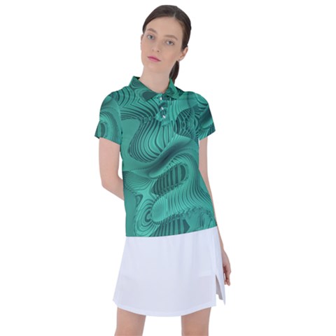 Biscay Green Swirls Women s Polo Tee by SpinnyChairDesigns