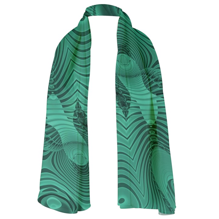 Biscay Green Swirls Long Sheer Chiffon Scarf 