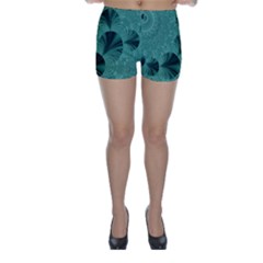 Biscay Green Black Spirals Skinny Shorts by SpinnyChairDesigns