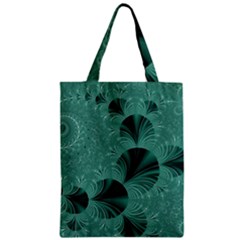 Biscay Green Black Spirals Zipper Classic Tote Bag by SpinnyChairDesigns