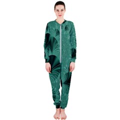 Biscay Green Black Spirals Onepiece Jumpsuit (ladies)  by SpinnyChairDesigns