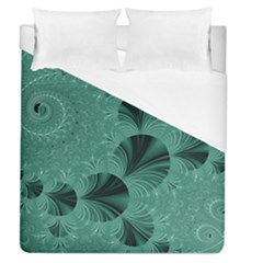 Biscay Green Black Spirals Duvet Cover (queen Size) by SpinnyChairDesigns