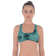 Biscay Green Black Spirals Got No Strings Sports Bra by SpinnyChairDesigns