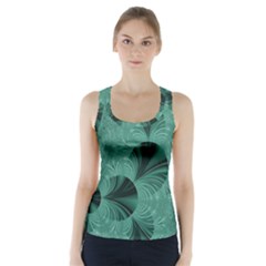 Biscay Green Black Spirals Racer Back Sports Top by SpinnyChairDesigns