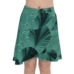 Biscay Green Black Spirals Chiffon Wrap Front Skirt by SpinnyChairDesigns