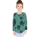 Biscay Green Black Spirals Kids  Long Sleeve Tee View1