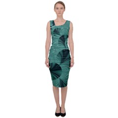 Biscay Green Black Spirals Sleeveless Pencil Dress by SpinnyChairDesigns