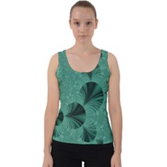 Biscay Green Black Spirals Velvet Tank Top by SpinnyChairDesigns