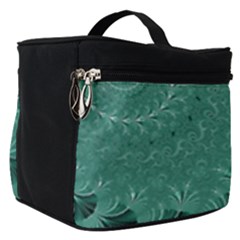 Biscay Green Black Spirals Make Up Travel Bag (small) by SpinnyChairDesigns