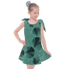 Biscay Green Black Spirals Kids  Tie Up Tunic Dress by SpinnyChairDesigns