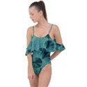 Biscay Green Black Spirals Drape Piece Swimsuit View1