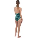 Biscay Green Black Spirals Plunge Cut Halter Swimsuit View2