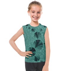 Biscay Green Black Spirals Kids  Mesh Tank Top