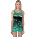 Biscay Green Black Swirls One Piece Boyleg Swimsuit View1