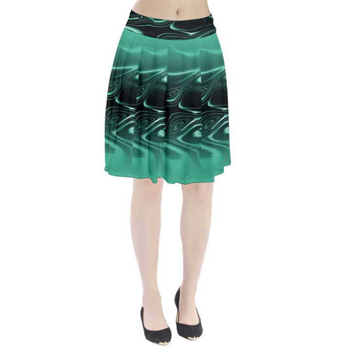 Biscay Green Black Swirls Pleated Skirt