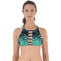 Biscay Green Black Swirls Perfectly Cut Out Bikini Top by SpinnyChairDesigns