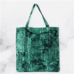 Biscay Green Black Textured Grocery Tote Bag by SpinnyChairDesigns