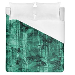 Biscay Green Black Textured Duvet Cover (queen Size) by SpinnyChairDesigns