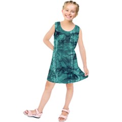 Biscay Green Black Textured Kids  Tunic Dress by SpinnyChairDesigns