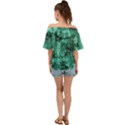 Biscay Green Black Textured Off Shoulder Short Sleeve Top View2