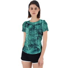 Biscay Green Black Textured Back Cut Out Sport Tee by SpinnyChairDesigns