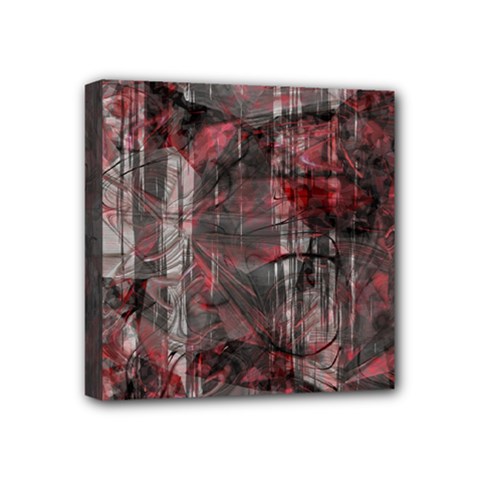 Red Black Abstract Texture Mini Canvas 4  X 4  (stretched) by SpinnyChairDesigns