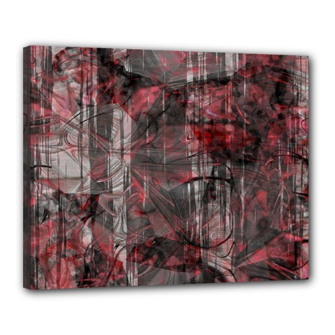 Red Black Abstract Texture Canvas 20  X 16  (stretched) by SpinnyChairDesigns