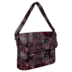 Red Black Abstract Texture Buckle Messenger Bag by SpinnyChairDesigns