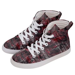 Red Black Abstract Texture Women s Hi-top Skate Sneakers by SpinnyChairDesigns