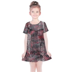 Red Black Abstract Texture Kids  Simple Cotton Dress by SpinnyChairDesigns