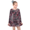 Red Black Abstract Texture Kids  Long Sleeve Dress View1