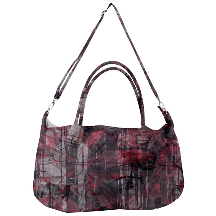 Red Black Abstract Texture Removal Strap Handbag