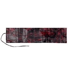 Red Black Abstract Texture Roll Up Canvas Pencil Holder (l) by SpinnyChairDesigns