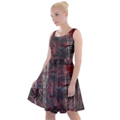 Red Black Abstract Texture Knee Length Skater Dress by SpinnyChairDesigns